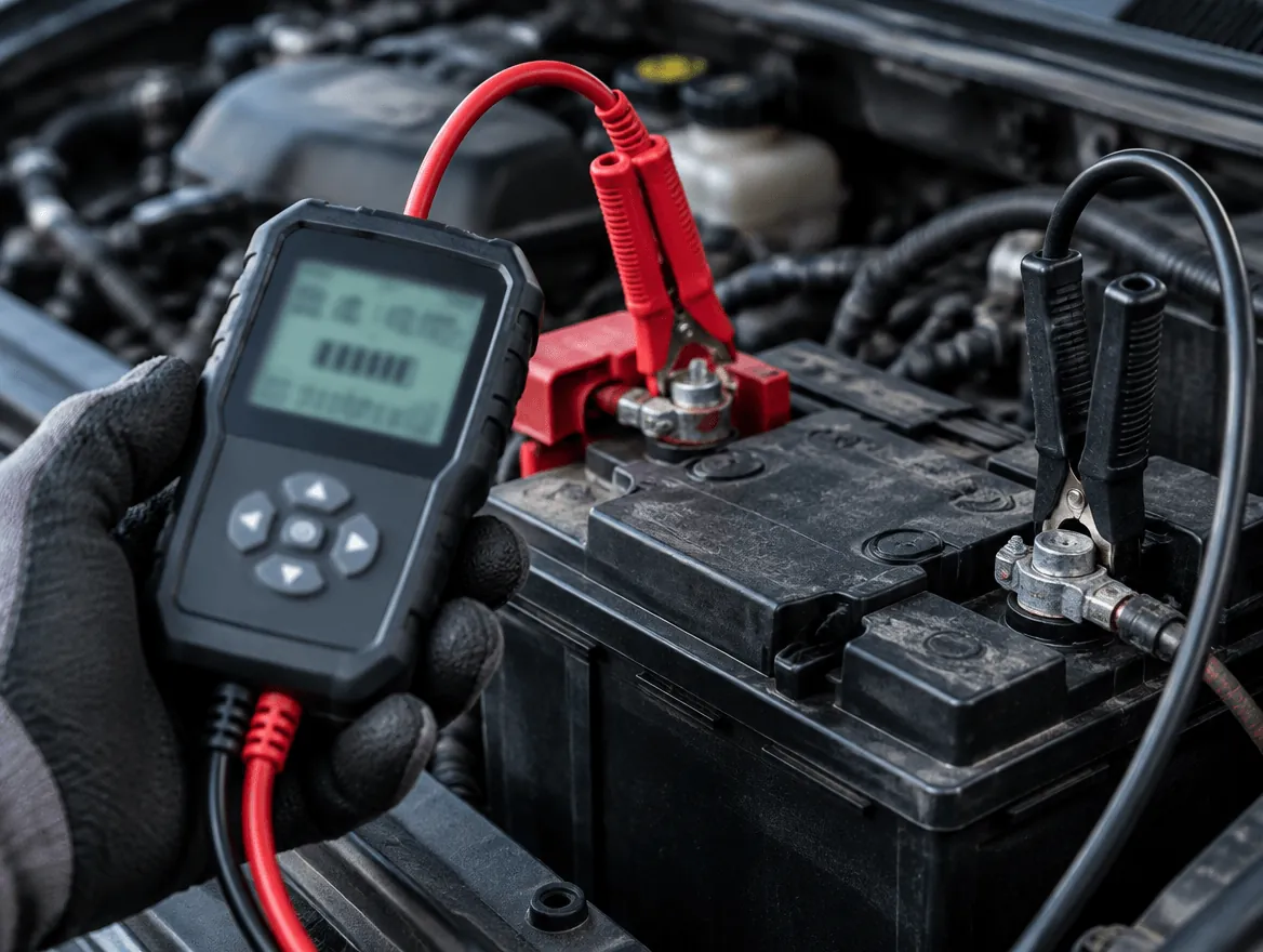 Batterietest mit digitalem Prüfgerät